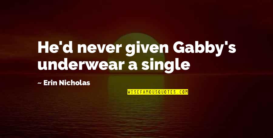 Feeling Down About Yourself Quotes By Erin Nicholas: He'd never given Gabby's underwear a single