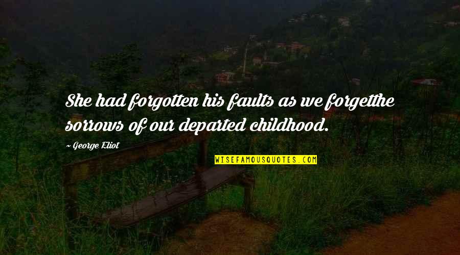 Feeling Down God Quotes By George Eliot: She had forgotten his faults as we forgetthe