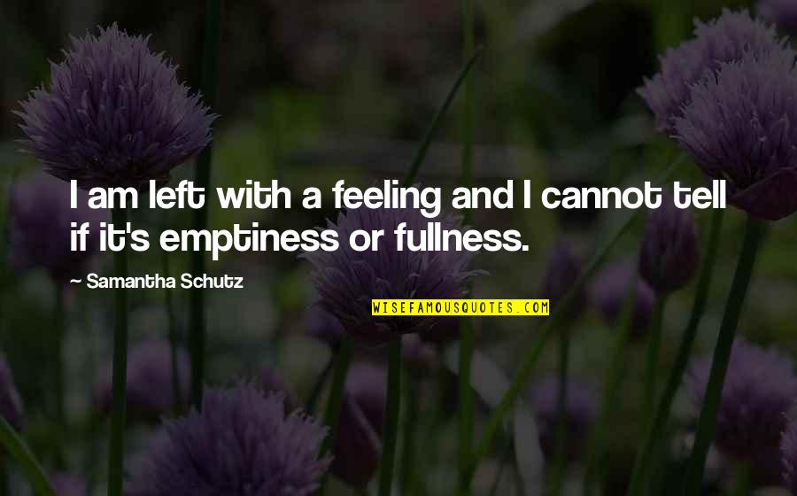 Feeling Emptiness Quotes By Samantha Schutz: I am left with a feeling and I