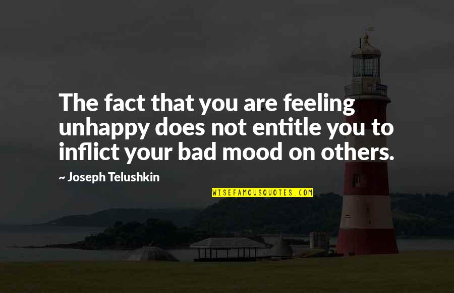 Feeling For Others Quotes By Joseph Telushkin: The fact that you are feeling unhappy does Feeling For Others Quotes By Joseph Telushkin: The fact that you are feeling unhappy does
