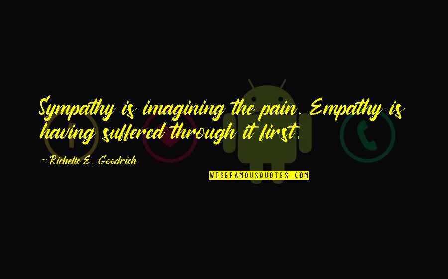 Feeling For Others Quotes By Richelle E. Goodrich: Sympathy is imagining the pain. Empathy is having Feeling For Others Quotes By Richelle E. Goodrich: Sympathy is imagining the pain. Empathy is having