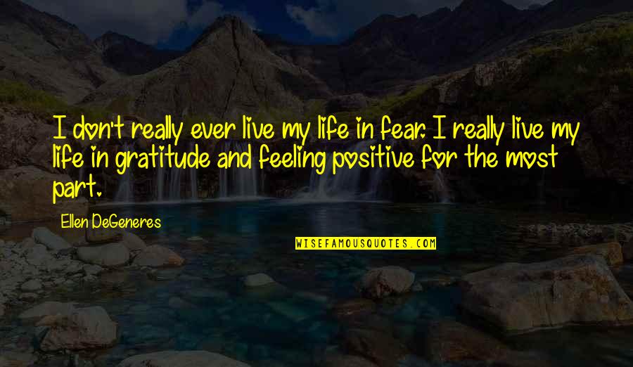 Feeling Gratitude Quotes By Ellen DeGeneres: I don't really ever live my life in