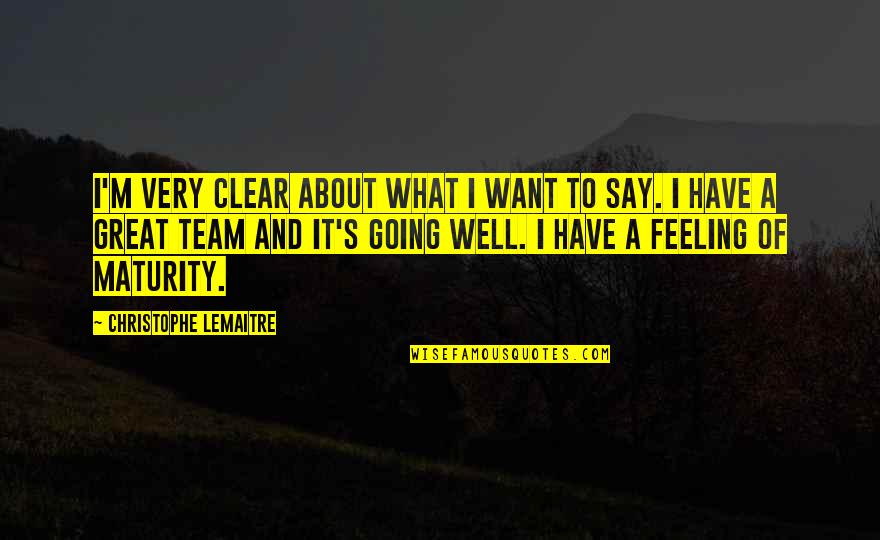 Feeling Great Quotes By Christophe Lemaitre: I'm very clear about what I want to