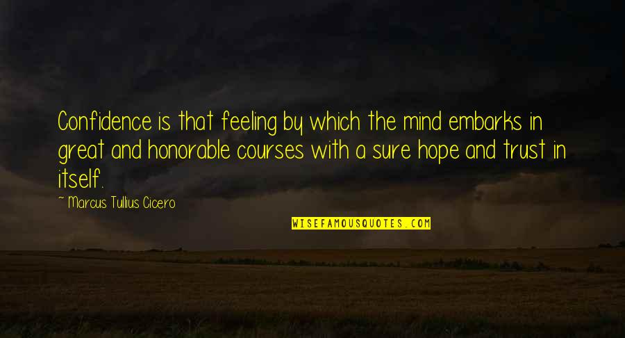 Feeling Great Quotes By Marcus Tullius Cicero: Confidence is that feeling by which the mind