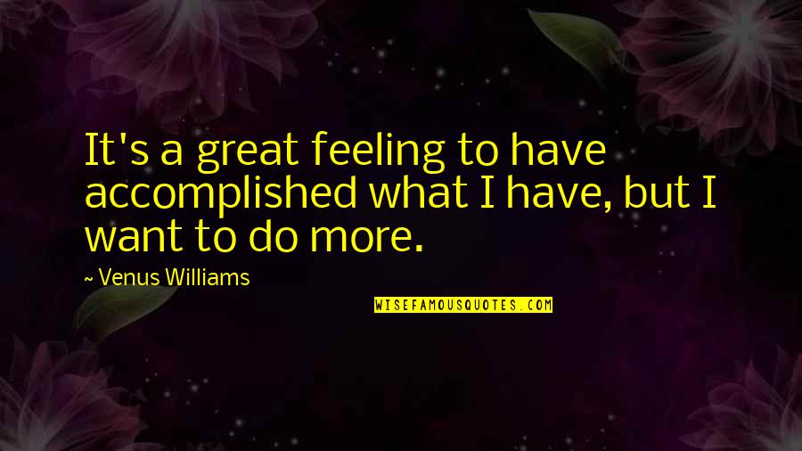 Feeling Great Quotes By Venus Williams: It's a great feeling to have accomplished what