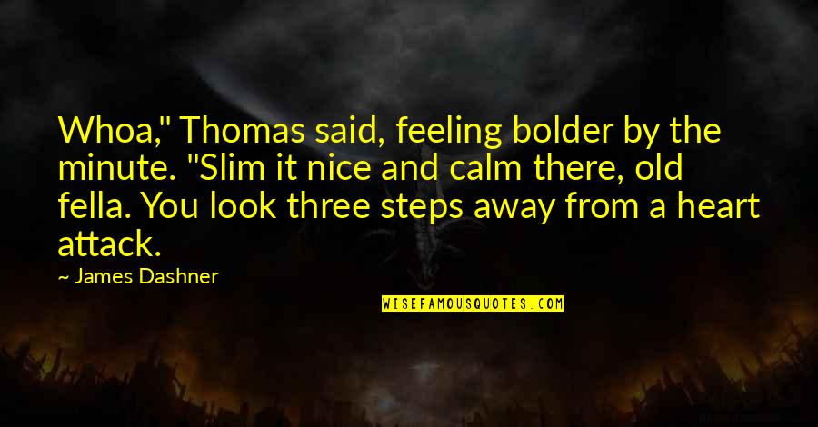 Feeling Heart Quotes By James Dashner: Whoa," Thomas said, feeling bolder by the minute.