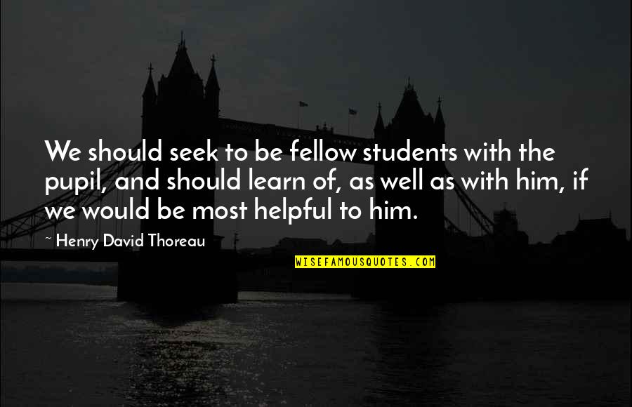 Feeling Hurt And Confused Quotes By Henry David Thoreau: We should seek to be fellow students with