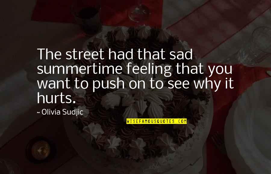 Feeling Hurts Quotes By Olivia Sudjic: The street had that sad summertime feeling that
