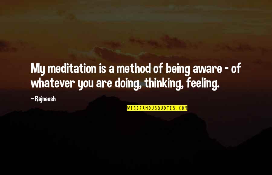 Feeling In Your Being Quotes By Rajneesh: My meditation is a method of being aware