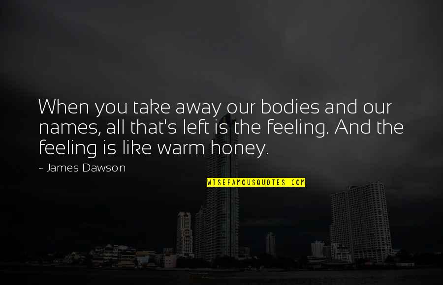 Feeling Left Out Quotes By James Dawson: When you take away our bodies and our