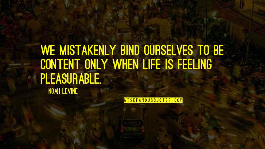 Feeling Life Quotes By Noah Levine: We mistakenly bind ourselves to be content only