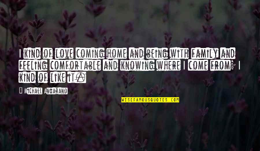 Feeling Like Family Quotes By Michael Angarano: I kind of love coming home and being