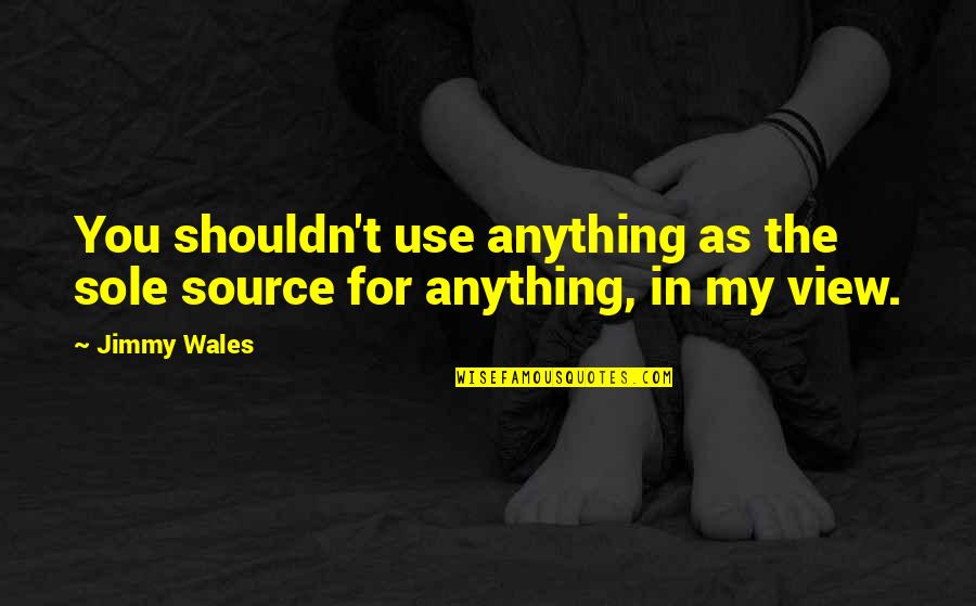 Feeling Like Nobody Cares Quotes By Jimmy Wales: You shouldn't use anything as the sole source