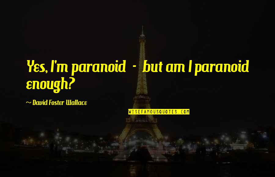 Feeling No One Cares Quotes By David Foster Wallace: Yes, I'm paranoid - but am I paranoid