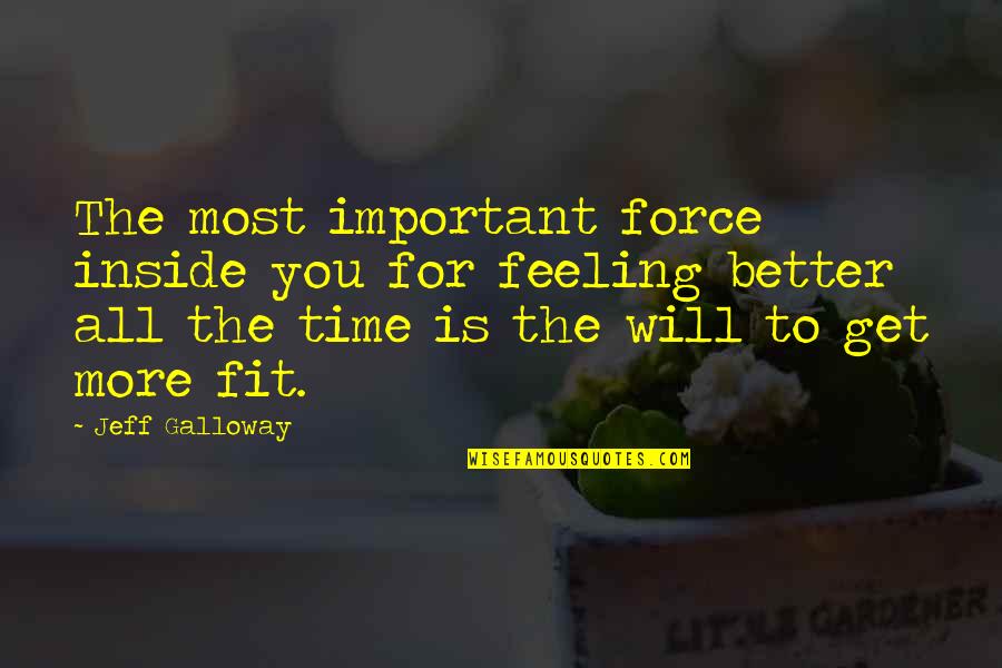 Feeling Not Important Quotes By Jeff Galloway: The most important force inside you for feeling