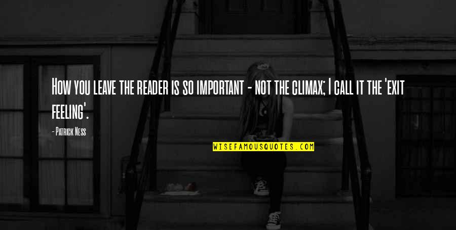 Feeling Not Important Quotes By Patrick Ness: How you leave the reader is so important