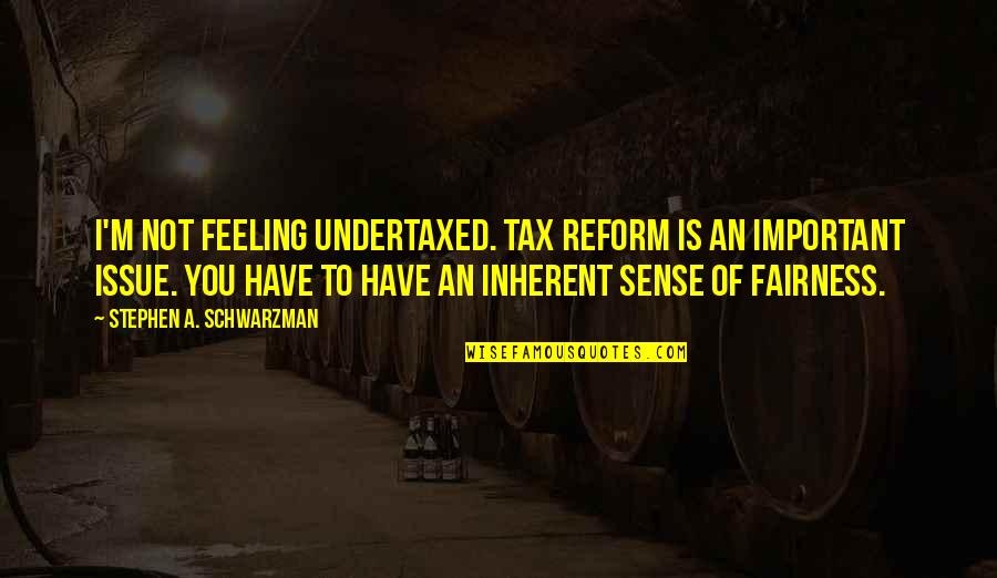 Feeling Not Important Quotes By Stephen A. Schwarzman: I'm not feeling undertaxed. Tax reform is an