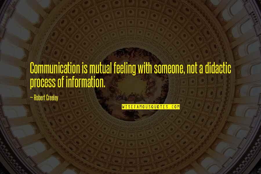 Feeling Not Mutual Quotes By Robert Creeley: Communication is mutual feeling with someone, not a