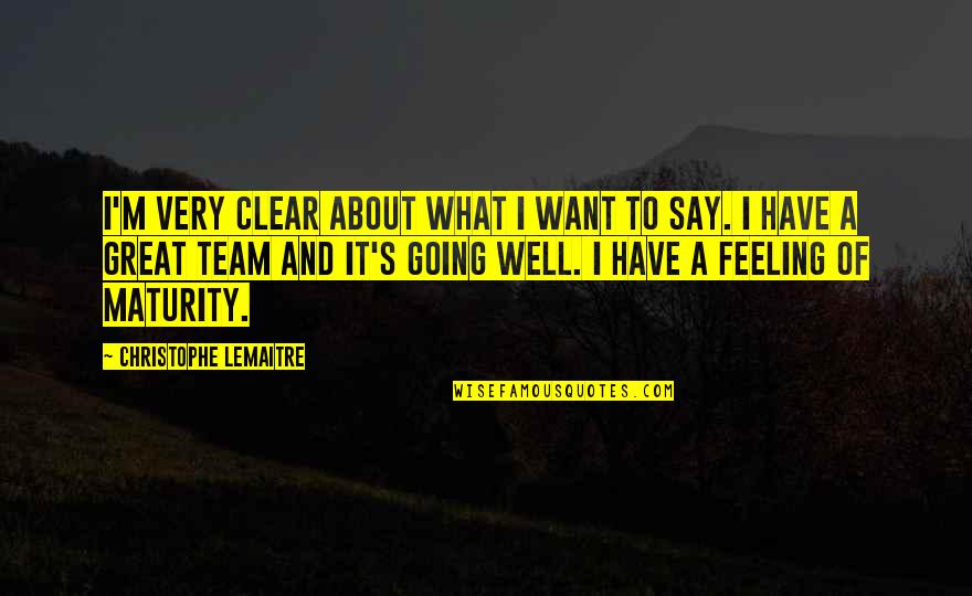 Feeling Not Well Quotes By Christophe Lemaitre: I'm very clear about what I want to Feeling Not Well Quotes By Christophe Lemaitre: I'm very clear about what I want to