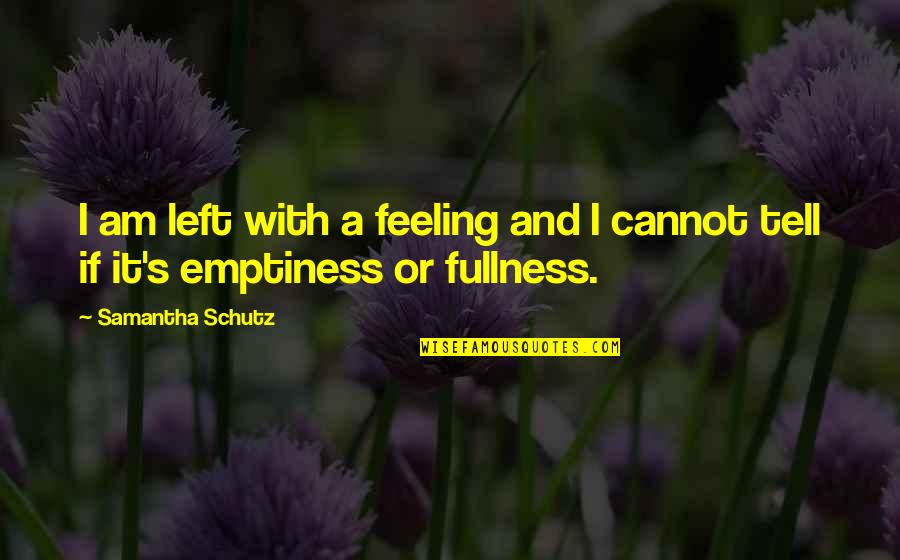 Feeling Of Emptiness Quotes By Samantha Schutz: I am left with a feeling and I