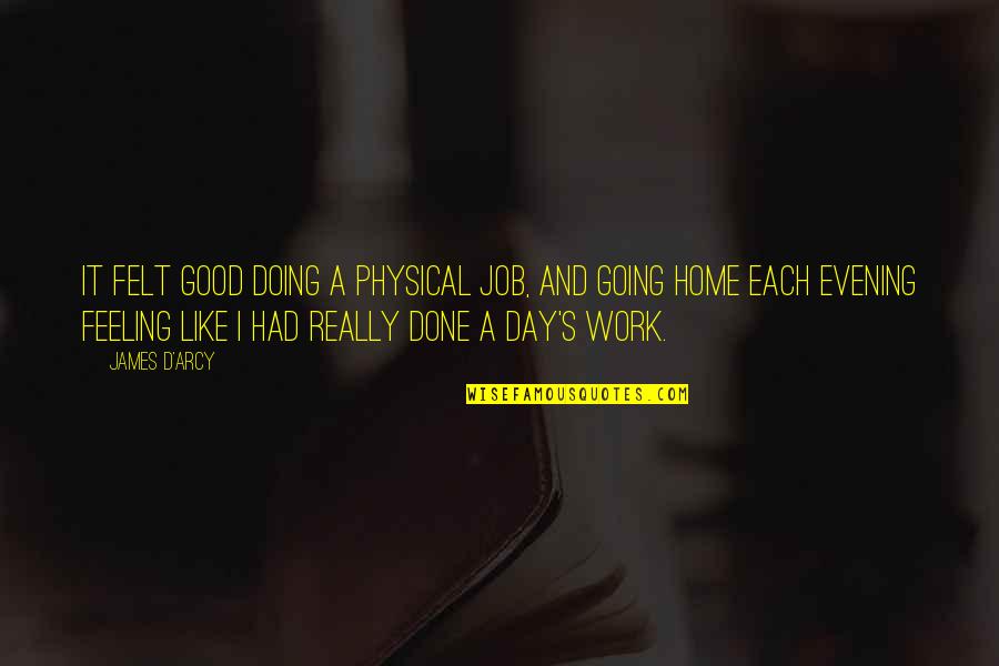 Feeling Of Going Home Quotes By James D'arcy: It felt good doing a physical job, and
