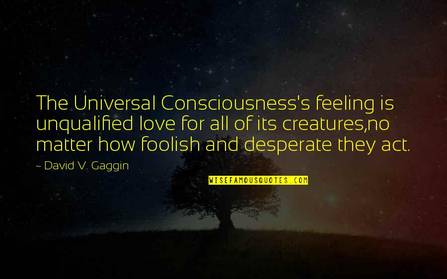 Feeling Of Love Quotes By David V. Gaggin: The Universal Consciousness's feeling is unqualified love for