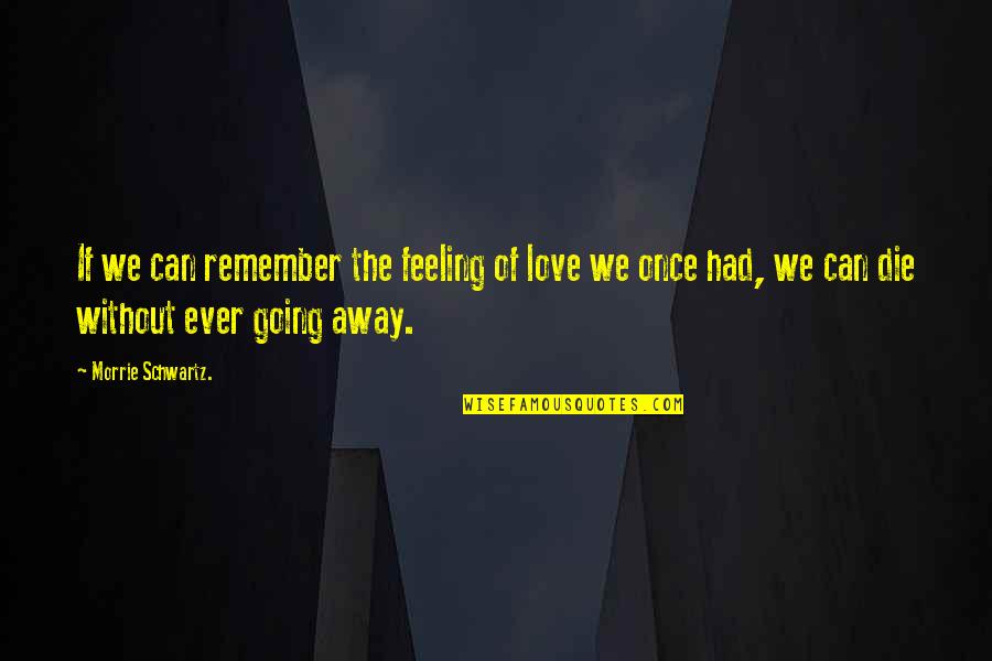 Feeling Of Love Quotes By Morrie Schwartz.: If we can remember the feeling of love