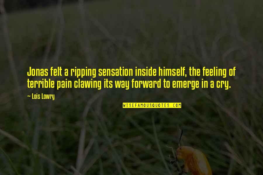 Feeling Of Pain Quotes By Lois Lowry: Jonas felt a ripping sensation inside himself, the