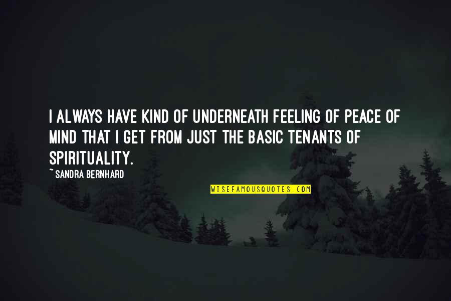 Feeling Of Peace Quotes By Sandra Bernhard: I always have kind of underneath feeling of