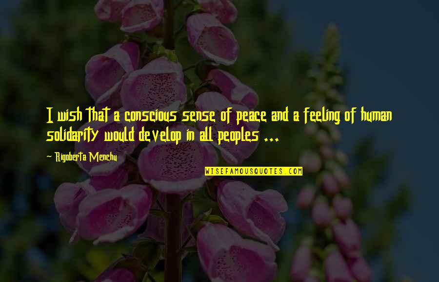 Feeling Of Quotes By Rigoberta Menchu: I wish that a conscious sense of peace