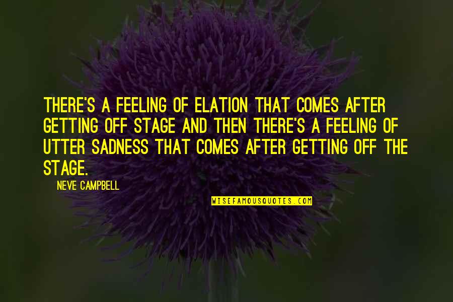 Feeling Of Sadness Quotes By Neve Campbell: There's a feeling of elation that comes after