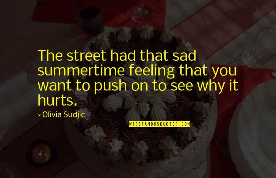Feeling Of Sadness Quotes By Olivia Sudjic: The street had that sad summertime feeling that