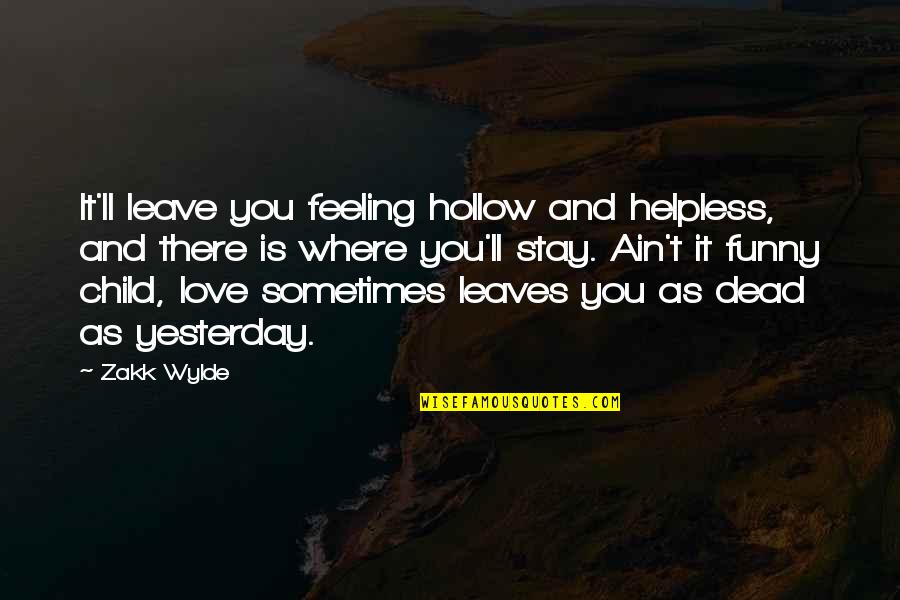 Feeling Of Sadness Quotes By Zakk Wylde: It'll leave you feeling hollow and helpless, and