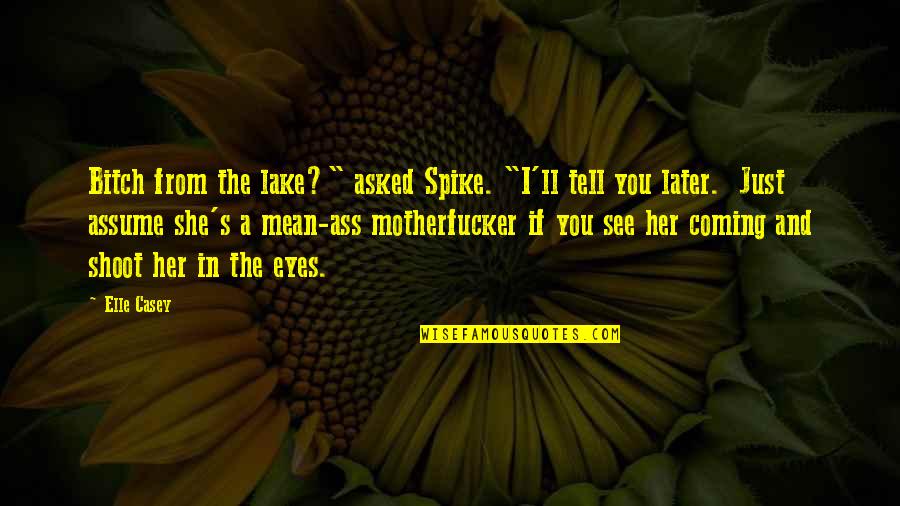 Feeling Over The Moon Quotes By Elle Casey: Bitch from the lake?" asked Spike. "I'll tell