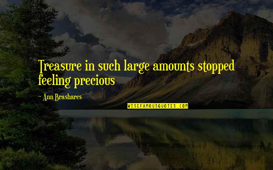 Feeling Precious Quotes By Ann Brashares: Treasure in such large amounts stopped feeling precious