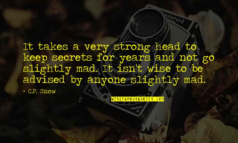 Feeling Put Down Quotes By C.P. Snow: It takes a very strong head to keep