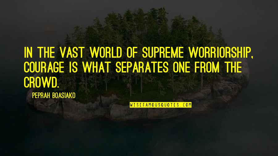 Feeling Sad But Smiling Quotes By Peprah Boasiako: In the vast world of supreme worriorship, courage