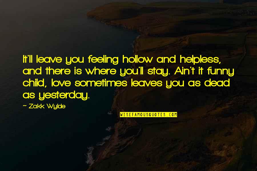 Feeling Sadness Quotes By Zakk Wylde: It'll leave you feeling hollow and helpless, and