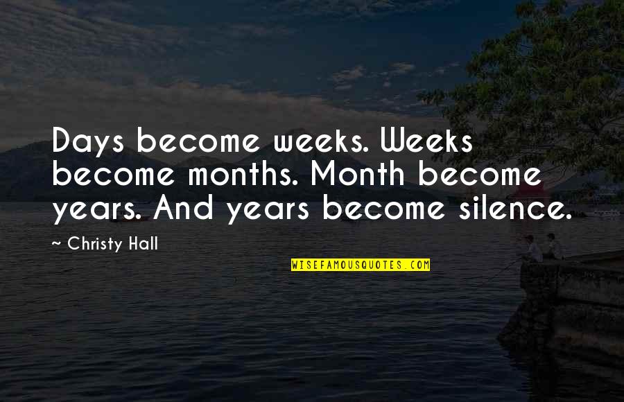 Feeling Safe At Home Quotes By Christy Hall: Days become weeks. Weeks become months. Month become