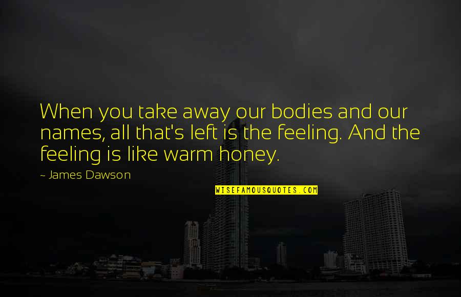 Feeling So Left Out Quotes By James Dawson: When you take away our bodies and our