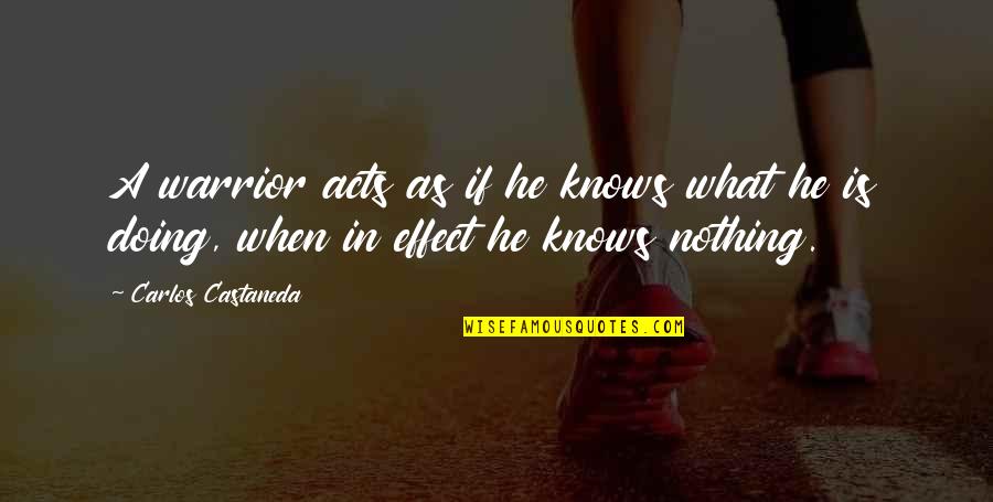 Feeling So Sick Quotes By Carlos Castaneda: A warrior acts as if he knows what