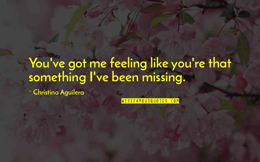 Feeling Something Is Missing Quotes By Christina Aguilera: You've got me feeling like you're that something