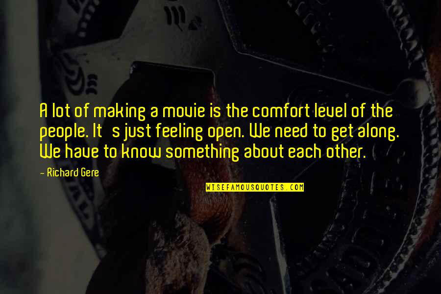 Feeling Something Quotes By Richard Gere: A lot of making a movie is the Feeling Something Quotes By Richard Gere: A lot of making a movie is the
