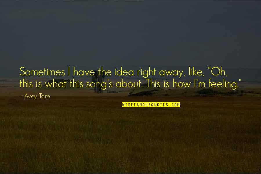 Feeling Song Quotes By Avey Tare: Sometimes I have the idea right away, like,