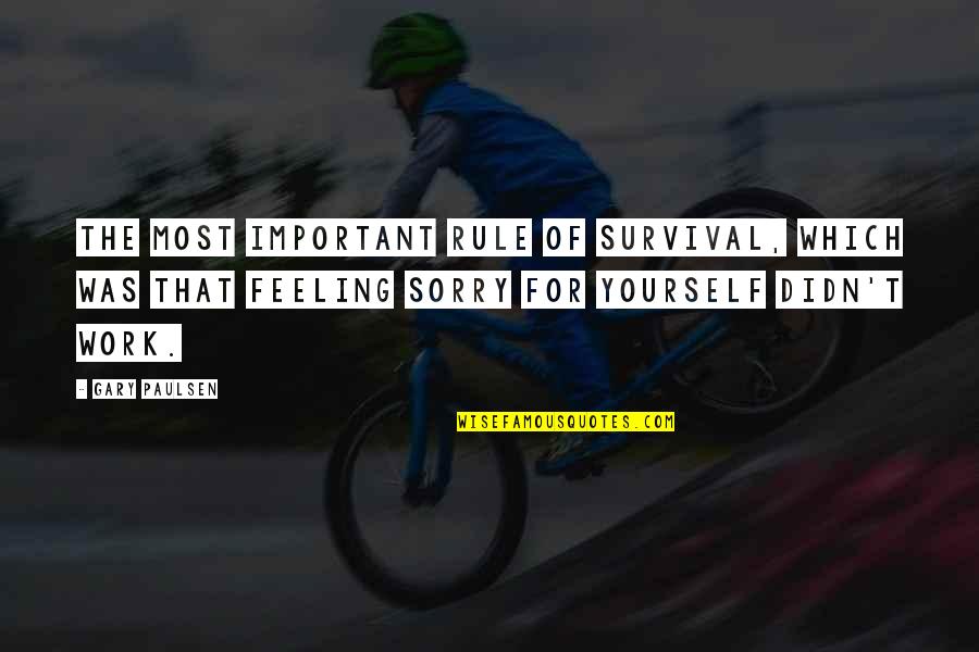 Feeling Sorry For You Quotes By Gary Paulsen: The most important rule of survival, which was