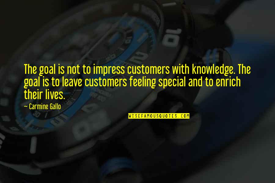 Feeling Special With You Quotes By Carmine Gallo: The goal is not to impress customers with