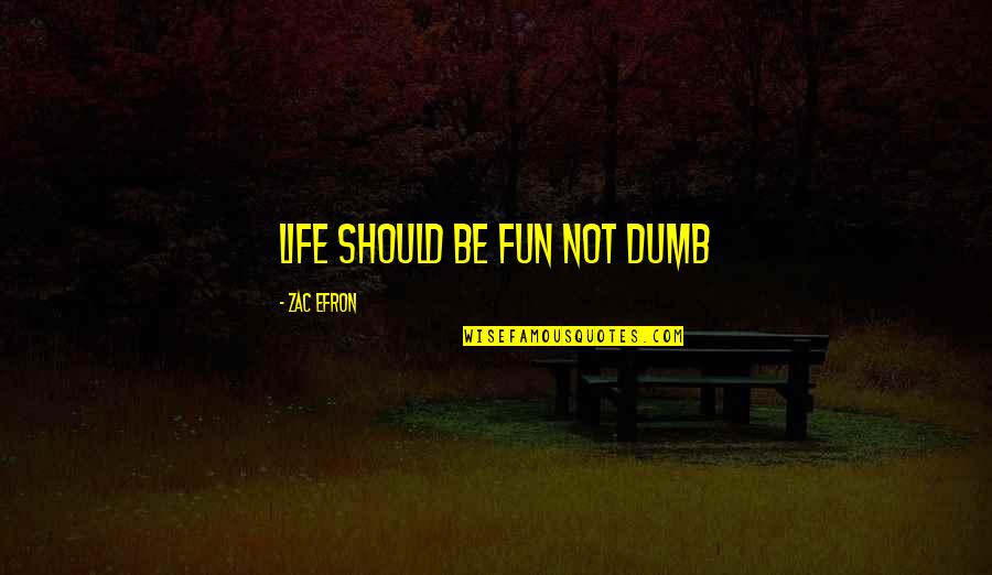 Feeling Stressed And Depressed Quotes By Zac Efron: Life should be fun not dumb