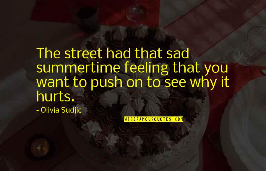 Feeling That Hurts Quotes By Olivia Sudjic: The street had that sad summertime feeling that