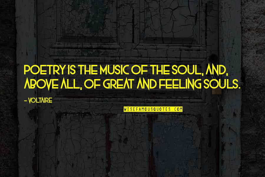 Feeling The Music Quotes By Voltaire: Poetry is the music of the soul, and,