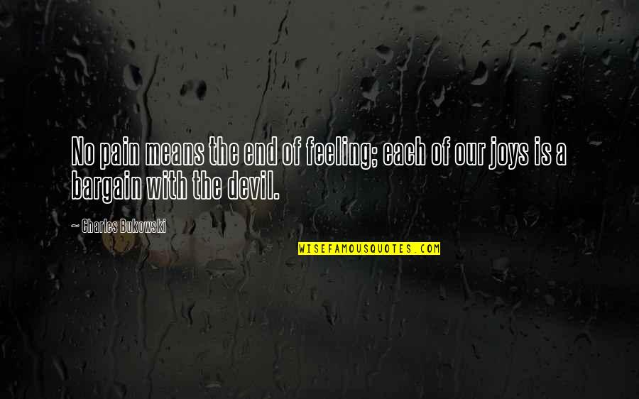 Feeling The Pain Quotes By Charles Bukowski: No pain means the end of feeling; each